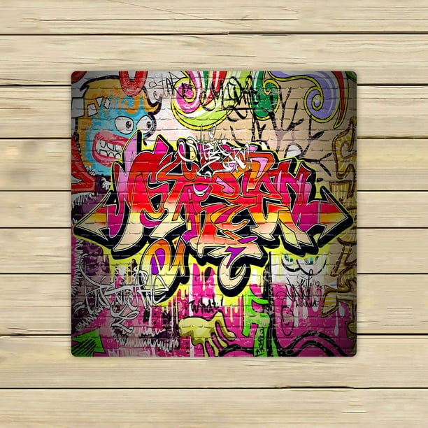 Eczjnt Graffiti Wall Background Urban Art Grafitti Design Beach Bath Towels Shower Towel For Home Outdoor Travel 13x13 Inch Walmart Com Walmart Com