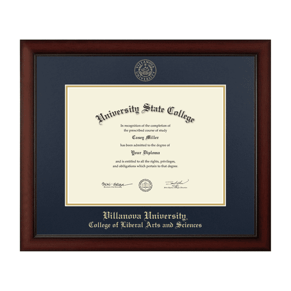 Framerly - Villanova Arts Diploma Frame with Navy and Gold Mat