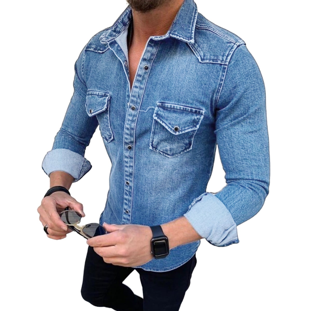 Long Sleeve Denim Shirt - Walmart 