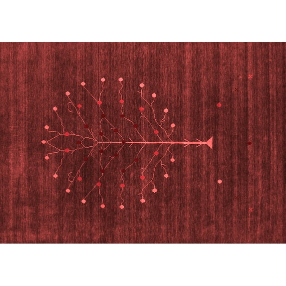 Ahgly Company Indoor Rectangle Abstract Red Contemporary Area Rugs, 8' x 10'