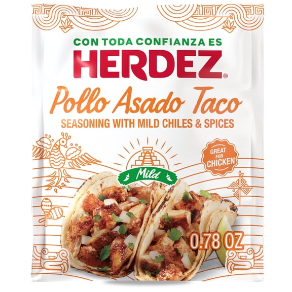 HERDEZ Pollo Asado Taco Seasoning Mild, Taco Seasoning with Mild Chiles & Spices, 0.78oz Packet