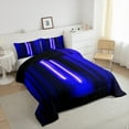 thumbnail image 3 of Feelyou Glitter Blue Lines Bedding Comforter Set for Kids, Neon Gradient Lightning Twin Comforter Sets, Modern Fashion Abstract Reversible Bedding Set, Microfiber Bedroom Decor, 2 Pieces, 3 of 8