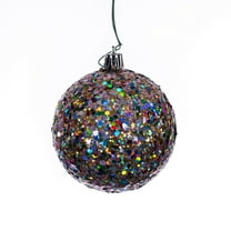Vickerman N590899DQ 3 in. Glitter Ball Drill Christmas Ornament, Multi Color - 12 per Bag