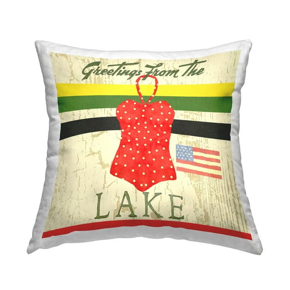 Stupell Industries Lake Greetings Swimsuit Decorative Printed Throw Pillow Design by Andrea Tachiera