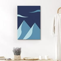 PixonSign Canvas Print Wall Art Blue Night Pyramid Peaks Geometric Wilderness Illustrations Modern Art Minimalist Landscape Relax/Calm Multicolor Neon for Living Room, Bedroom, Office - 32"x48"