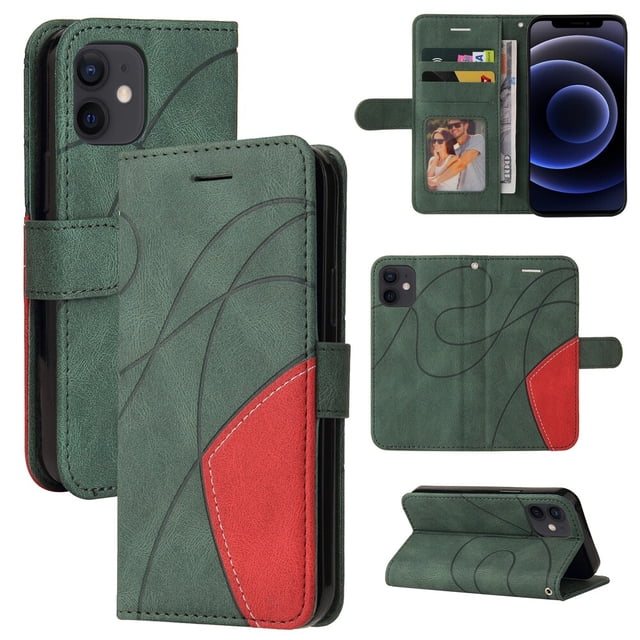 Étui pour iPhone 11 Portefeuille en Cuir Livre à Rabat Folio Support Vue Couverture - Vert
