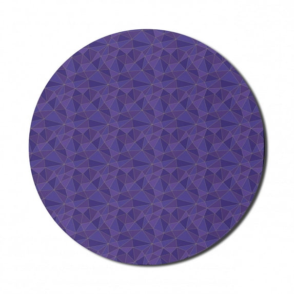 Geometric Mouse Pad for Computers, Continuing Polygonal Shapes Irregular Formations in Monochrome, Round Non-Slip Thick Rubber Modern Gaming Mousepad, 8" Round, Indigo Quartz and Yellow, by Ambesonne