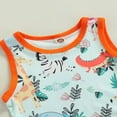 thumbnail image 4 of PENGXIANG Ensemble d'Été Garçon Imprimé Dinosaure Sans Manches Col Hauts Shorts, 4 of 6