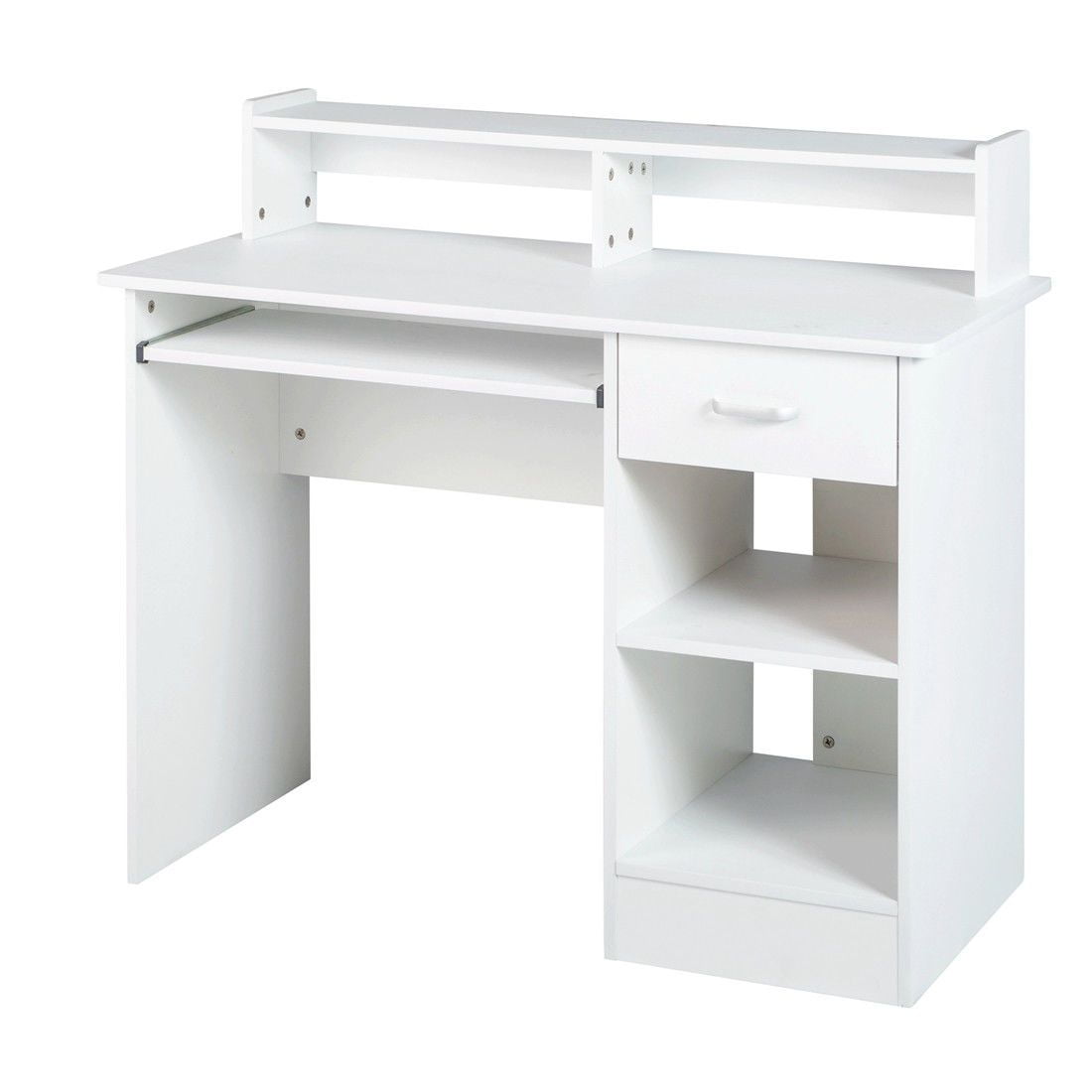 White Computer Desk Small Office Work Table With Keyboard Tray And Drawer