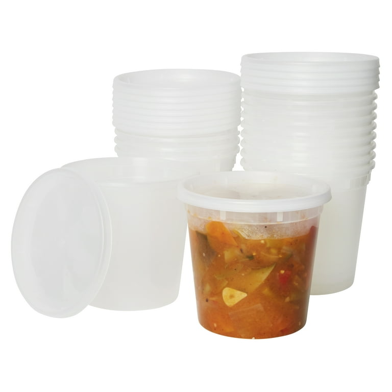 Pantry Value 24 oz. Plastic Deli Food Storage Containers with Airtight Lids [24 Sets]