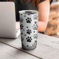 thumbnail image 4 of 20 Oz Grey Dog Paw Footprint Coffee Tumbler Double Wall Insulated Stainless Steel Water Bottle | Metal Reusable Thermoses Flask with Cup Cap | Leak & Sweat Proof with Anti-Dust Lid, 4 of 7
