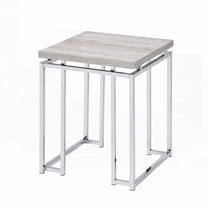 Natural Oak End Table with Metal Sled Base & Spacious Top