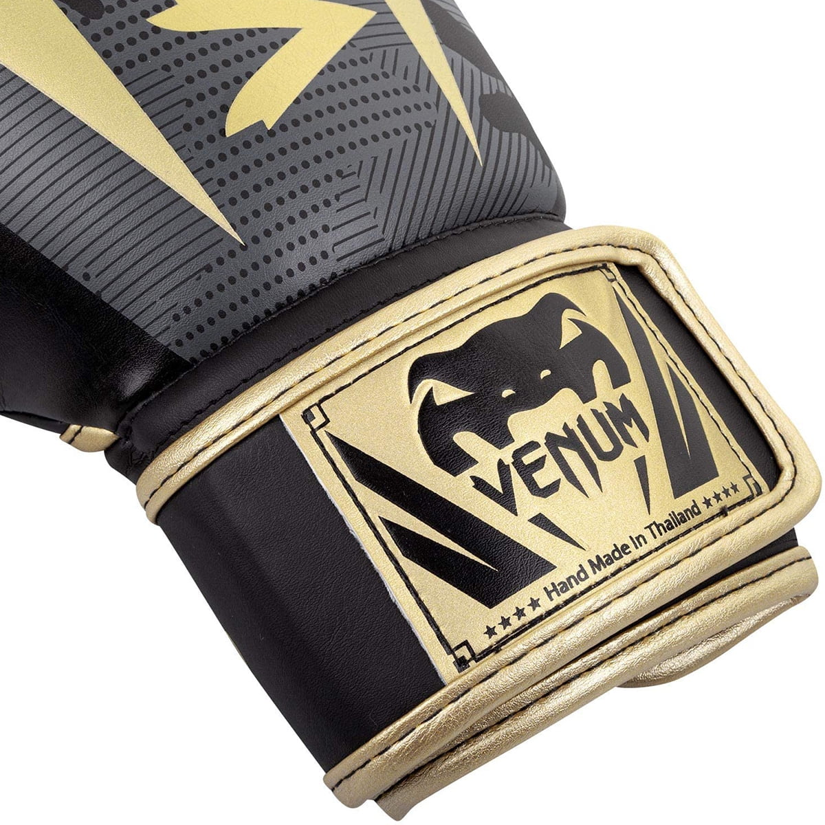 Venum Elite Hook and Loop Training Boxing Gloves - 10 oz. - Dark Camo/Gold