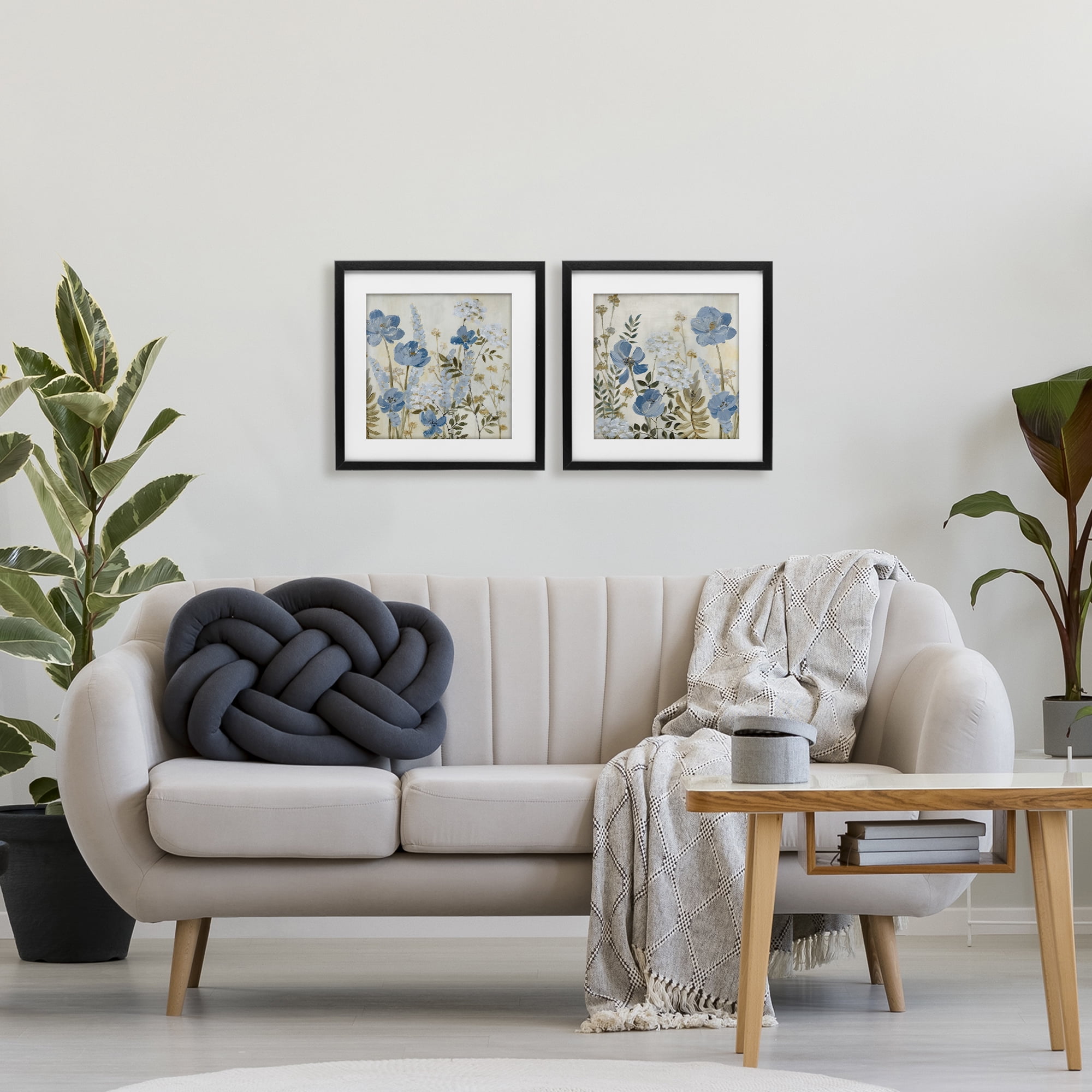 Stupell Industries Blue Peaceful Garden 2 Piece Black Framed Print Under Glass Set, design by Lanie Loreth