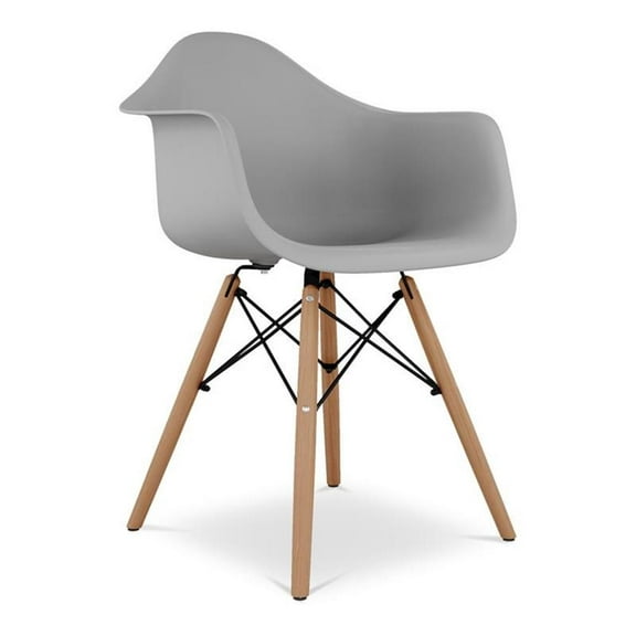 Aron Living Pyramid 17.5" Plastic and Beech Wood Armchair in Gray