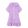 thumbnail image 3 of URMAGIC Girls Swim Cover Up Kids Swimsuit Coverup Terry Zip-Up Beach Bathing Suit Robe 2-11 Years, 3 of 8