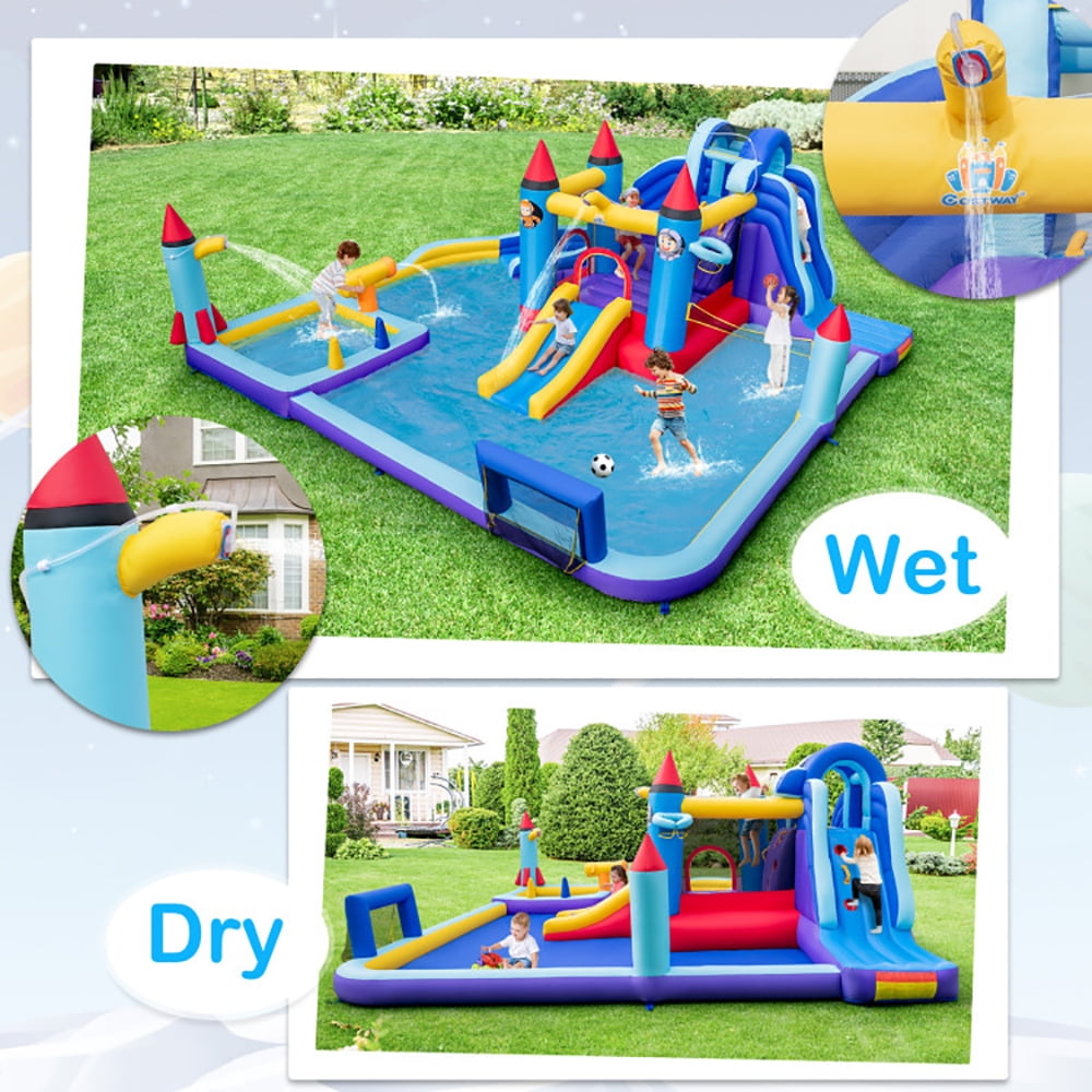 Aimee Lii Rocket Theme Inflatable Water Slide Park with 1100W Blower, Bounce House Water Slide for Kids 3-10 Aimee Lii Rocket Theme Inflatable Water Slide Park with 1100W Blower, Bounce House Water Slide for Kids 3-10