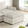 thumbnail image 4 of Beige Corduroy Fabric Loveseat Sofa Couch for Living Room - Upholstered Deep Seat 2-Seater with 2 Pillows, Premium Comfort &amp; Flexible Design, 4 of 7