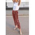 thumbnail image 3 of Women's Orange Drawstring Elastic Waist Pockets Long Straight Legs Pants, 3 of 10