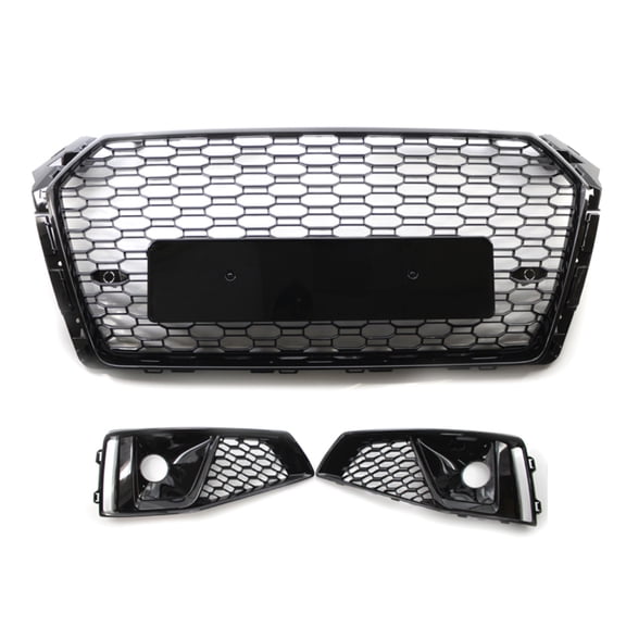 Ladcaser Honeycomb Front Grill Fog Light Grille Covers Compatible for Audi A4 S-Line 2018-2020, OE 8W0853651
