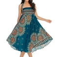 thumbnail image 2 of SWSMCLT Women's Summer Flowy Dress Hippie Indian Gypsy High Waist Long Skirts Boho Skirt Bohemian Maxi Floral Printed Tie Front Dresses Elastic Waist Green One Size, 2 of 5