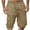Khaki, variant on Mens Casual Cargo Shorts Classic Drawstring Stretch Hiking Beach Shorts Button Zipper Solid Knee Length Cargo Pants Straight Shorts Loose Fit Cargo Shorts with Pockets Size S-3XL