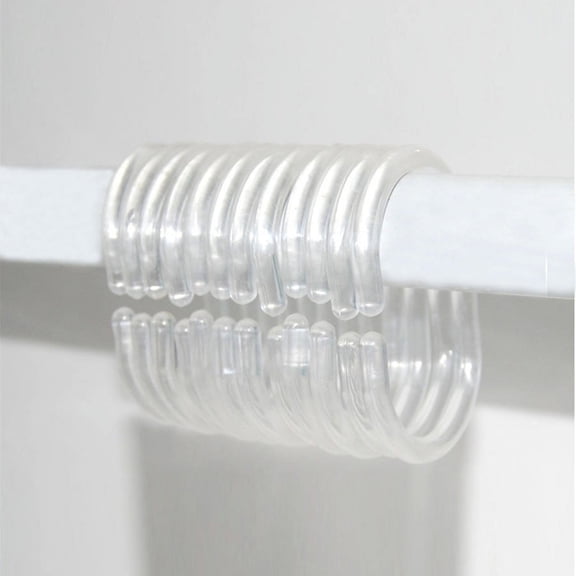 12 Pcs Plastic Shower Curtain Rings,Shower Curtain Hooks,C-Shaped Shower Hooks for Shower Curtain,Transparent Shower Curtain Hooks for Bathroom Shower Rod Window Curtains Hanger,Clear