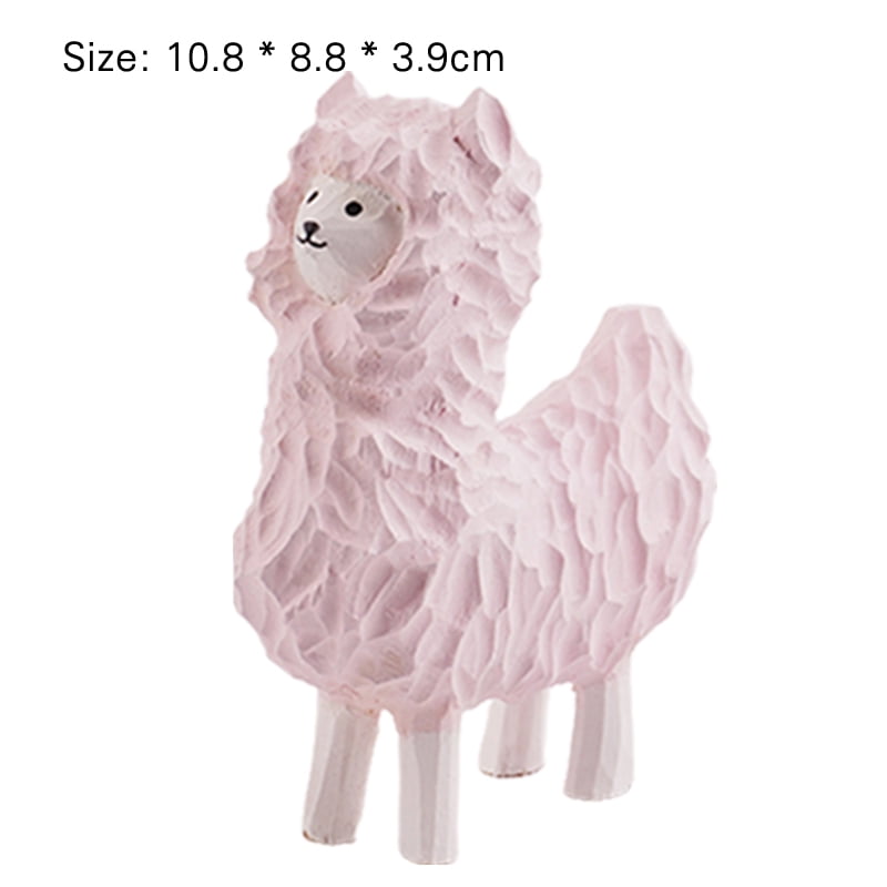Cartoon Alpaca Figurines Ornaments Resin Interior Home Decor Animal Model Crafts 