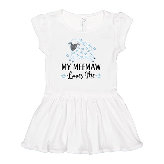 Inktastic My Meemaw Loves Me Lamb Girls Baby Dress