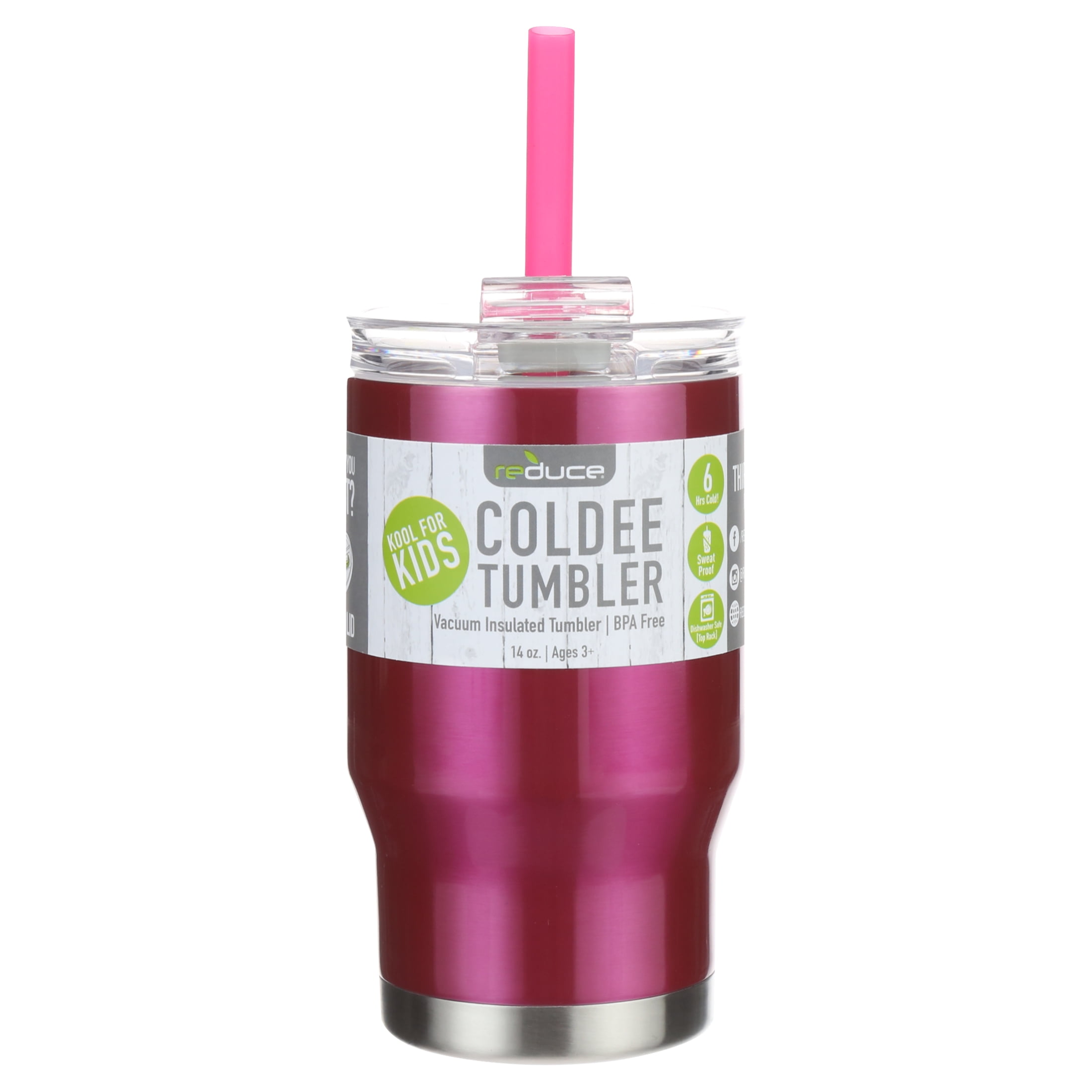 Reduce Coldee 14oz Stainless Steel Kids Tumbler with 3-in-1 Straw Lid,  Sugar Pop Pink & Purple