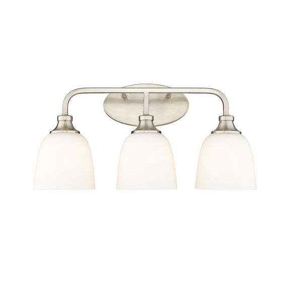 Open Box Millennium Lighting Alberta Vanity Light with Frosted Glass Shades 3 Light - Modern Gold