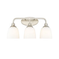 Open Box Millennium Lighting Alberta Vanity Light with Frosted Glass Shades 3 Light - Modern Gold
