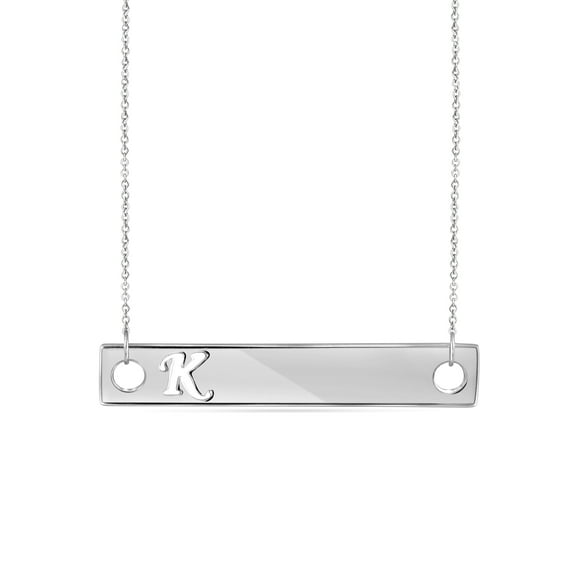 JewelersClub K Initial Sterling Silver Bar Necklace