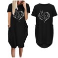 thumbnail image 1 of SMihono Robe d'Été Grande Taille pour Femmes 2023 Mode d'Été Imprimé Floral Décontractée à Manches Courtes avec Poche Col Rond Robe Ample, 1 of 5