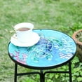 thumbnail image 6 of Wonder Garden Coastal Rust Resistant Metal Frame and Glass Top Round End Table, Blue, 6 of 7