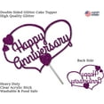 thumbnail image 3 of Happy Anniversary Glitter Cake Topper, Party Decorations, Sturdy Doubled Sided Glitter, Acrylic Stick (Purple), 3 of 4