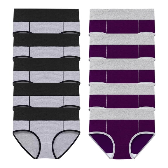 ktowifly 10 Pack Womens Cotton Underwear Comfortable Soft Full Coverage High Waisted Breathable Stretch Briefs Panties