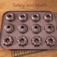 thumbnail image 3 of 12 Cavity Doughnut Baking Pan, Non Stick Pattern Doughnut Bakeware With Textured Design, Individual Carbon Steel Cake Pan Donut  For Bagel, Cake Baking, 3 of 8