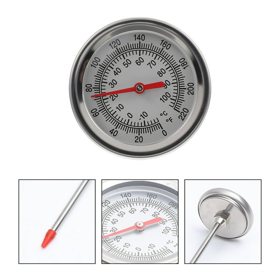 PBPBOX 1Set Ground Thermometer Soil Device for Composting 304 Stainless Steel Long Probe 19.7x1.9in