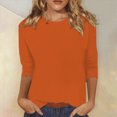 thumbnail image 2 of Kaprioy Womens Summer Tops Women 3/4 Sleeve Round Neck T-Shirt Soft Cotton Casual Solid Color Top Breathable Loungewear Stretchy Basic Tee for Home Yoga, 2 of 4