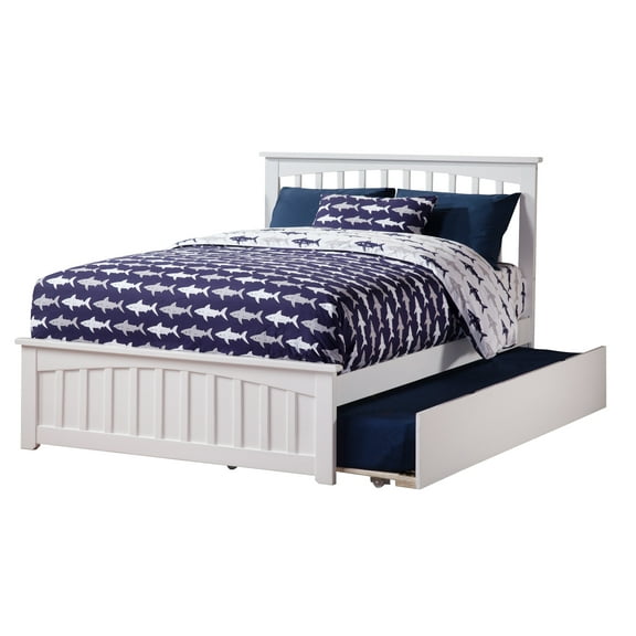 Mission Platform Bed with Matching Foot Board with Twin Size Urban Trundle Bed in, Multiple Colors and Sizes