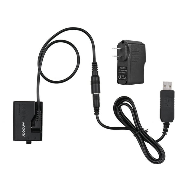 Adaptador Andoer ACK-E10 5V USB Dummy Battery DC Acoplador (Reemplazo para LP-E10) con adaptador de corriente Compatible con Canon EOS Rebel T3 / T5 / T6 / T7 / T100 / Kiss X50 / Kiss X70 / 1100D / 12 Andoer Adaptador