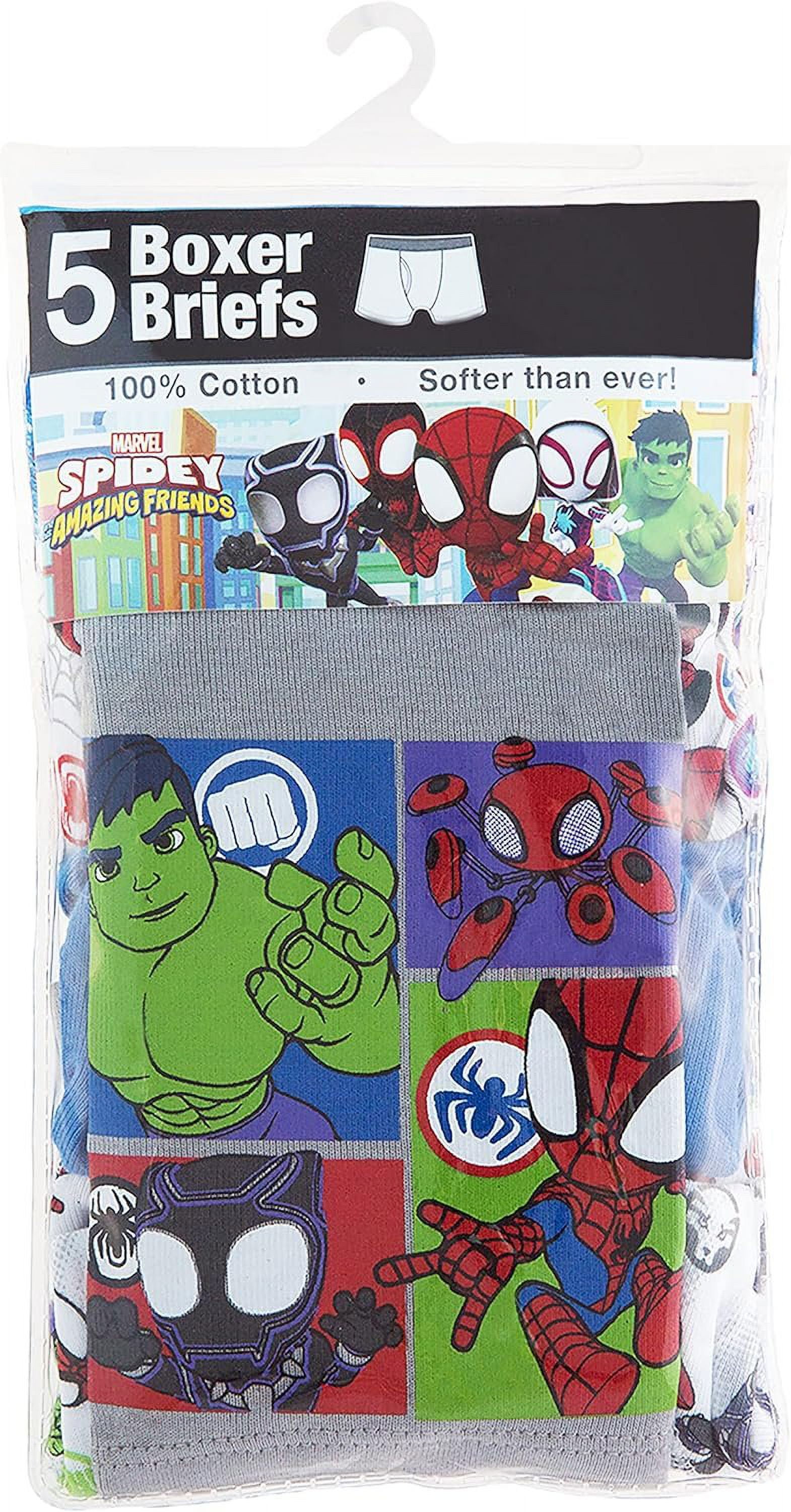 Marvel Boys' Toddler Spiderman and Superhero Friends 100% Combed Cotton  Underwear Multipacks with Iron Man, Hulk & More, 5-Pack Boxer Brief Spidey