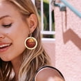 thumbnail image 4 of SUSHANG Earrings Olive Softball Baseball Volleyball Wooden Earrings Leather Earrings Sports Exaggerated European and American, 4 of 9