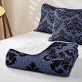 thumbnail image 4 of jejeloiu Dark Skull Twin Quilt Set,Damask Print Twin Coverlet Set For Adults,Slate Black,2-Piece, 4 of 7