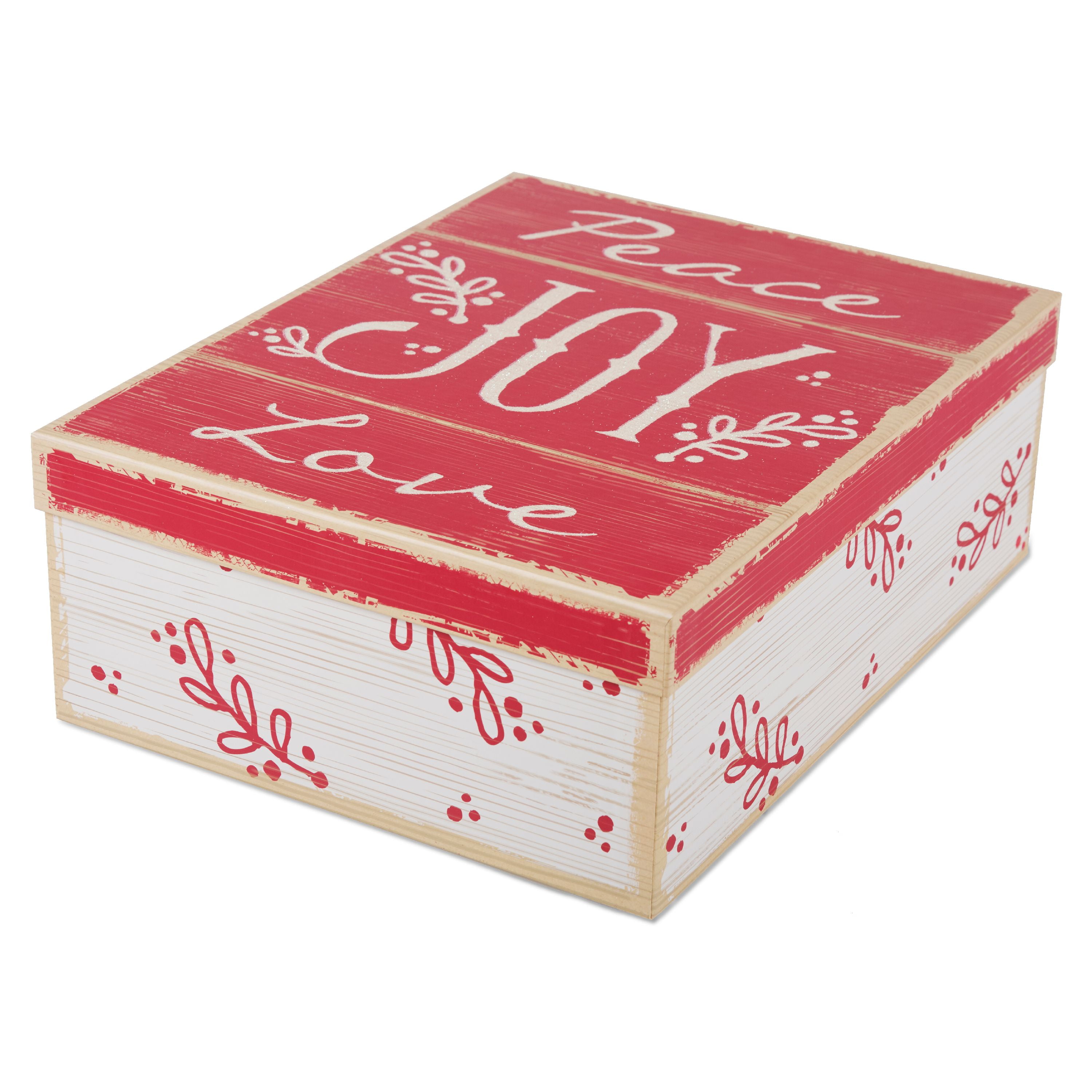 Holiday Time Decorative Gift Box Peace Joy Love Text Walmart Com