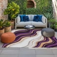thumbnail image 2 of Purple Modern Outdoor Rug for Patio/Deck/Porch, Non-Slip Large Area Rug 5 x 7 Ft, Classic Abstract Art Luxury Golden Indoor Outdoor Rugs Washable Area Rugs, Reversible Camping Rug Carpet Runner, 2 of 8