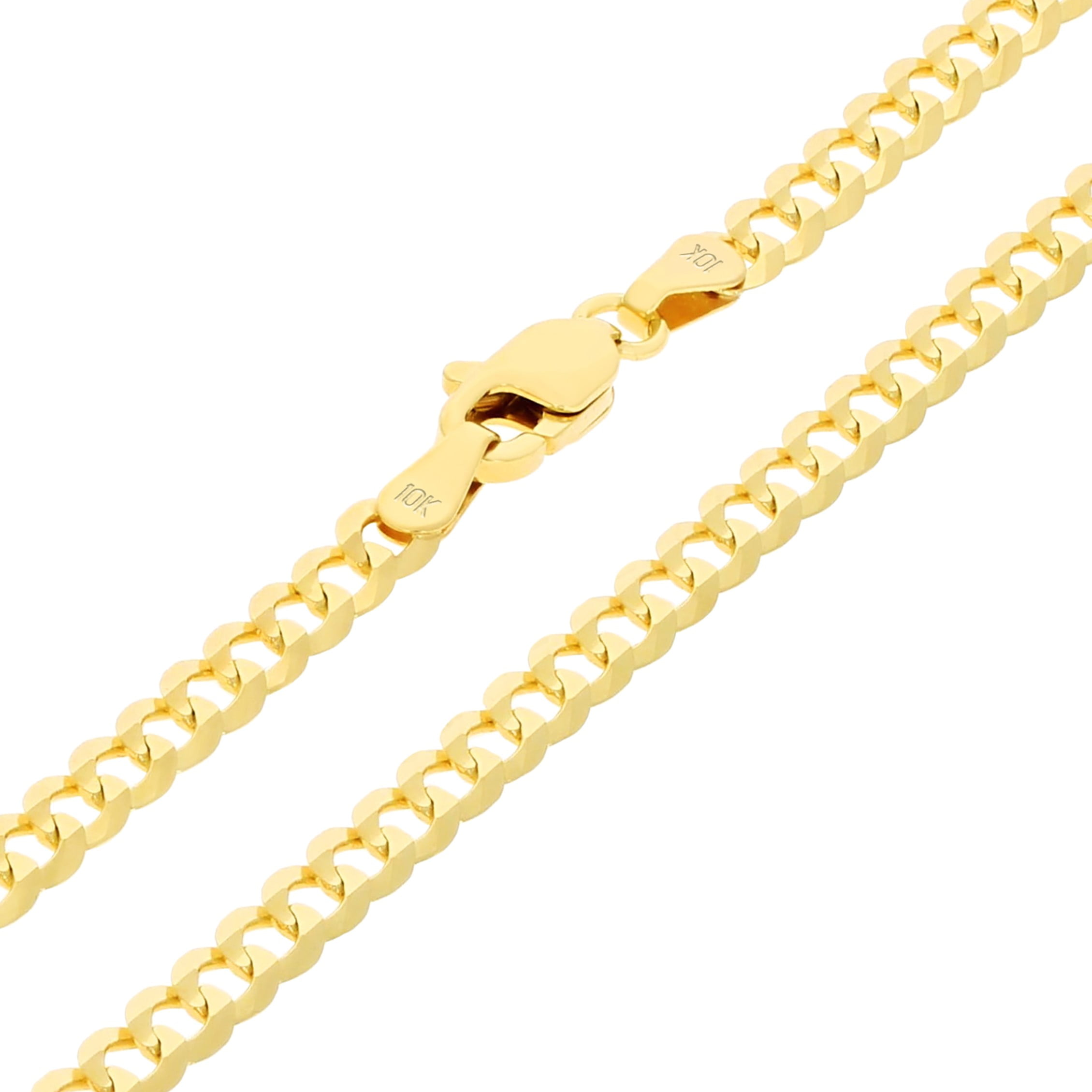 Nuragold 10k Real Yellow Gold Solid Cuban Curb Link 4mm Chain Bracelet (7"-9") Italian Jewelry for Men & Women