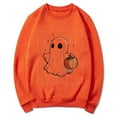 thumbnail image 5 of CLOISE Halloween Women's Sweatshirts Funny Ghost Graphic Pullover Sweatshirts Fall Long Sleeve Crewneck Hoodies Shirts Comfy Blouses Holiday Party Outfits Orange M Treat, 5 of 5