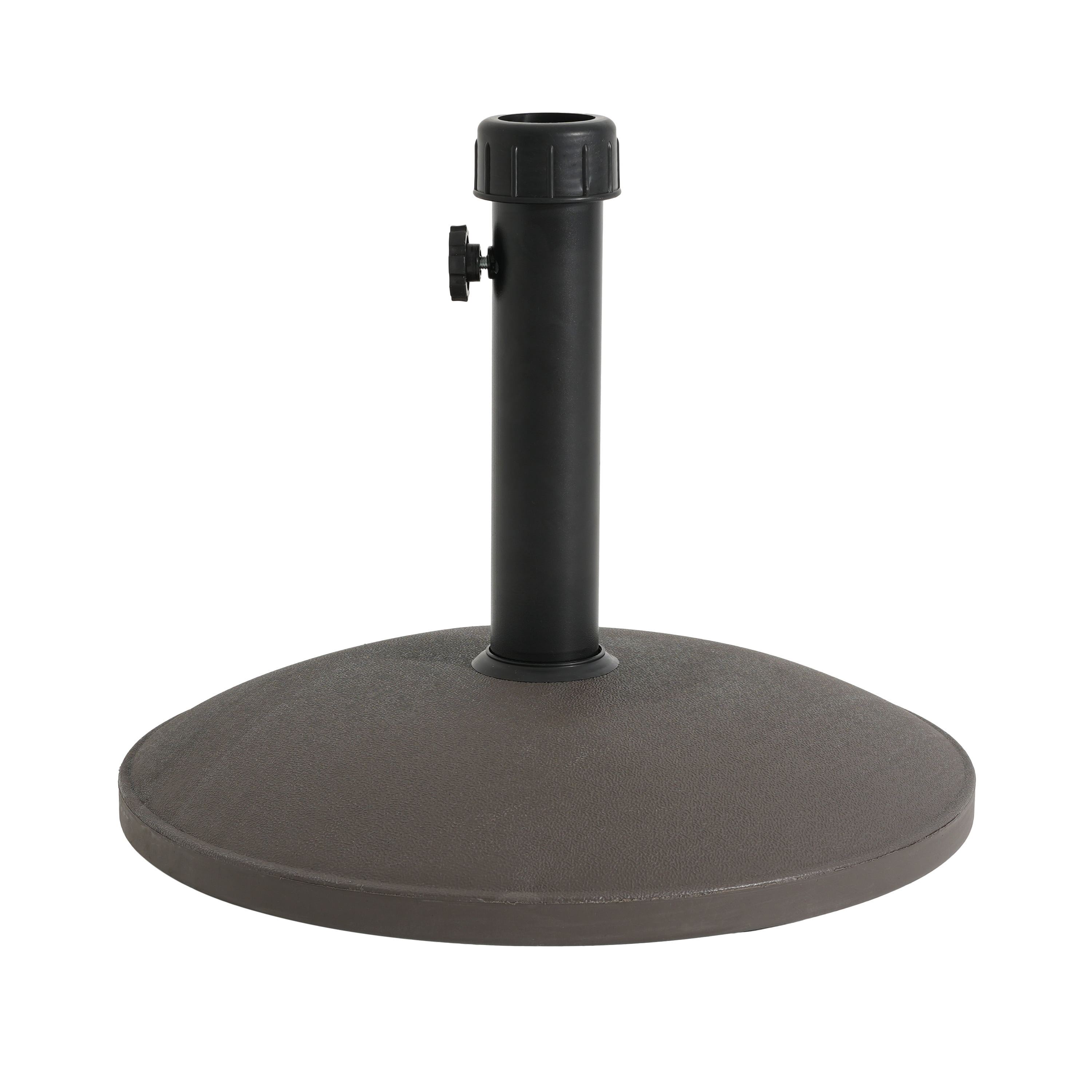 Umbrella Base 35 Pound Round with Concrete Fill and Resin Shell, Patio Umbrella Stand and Outdoor Shade Base, Brown